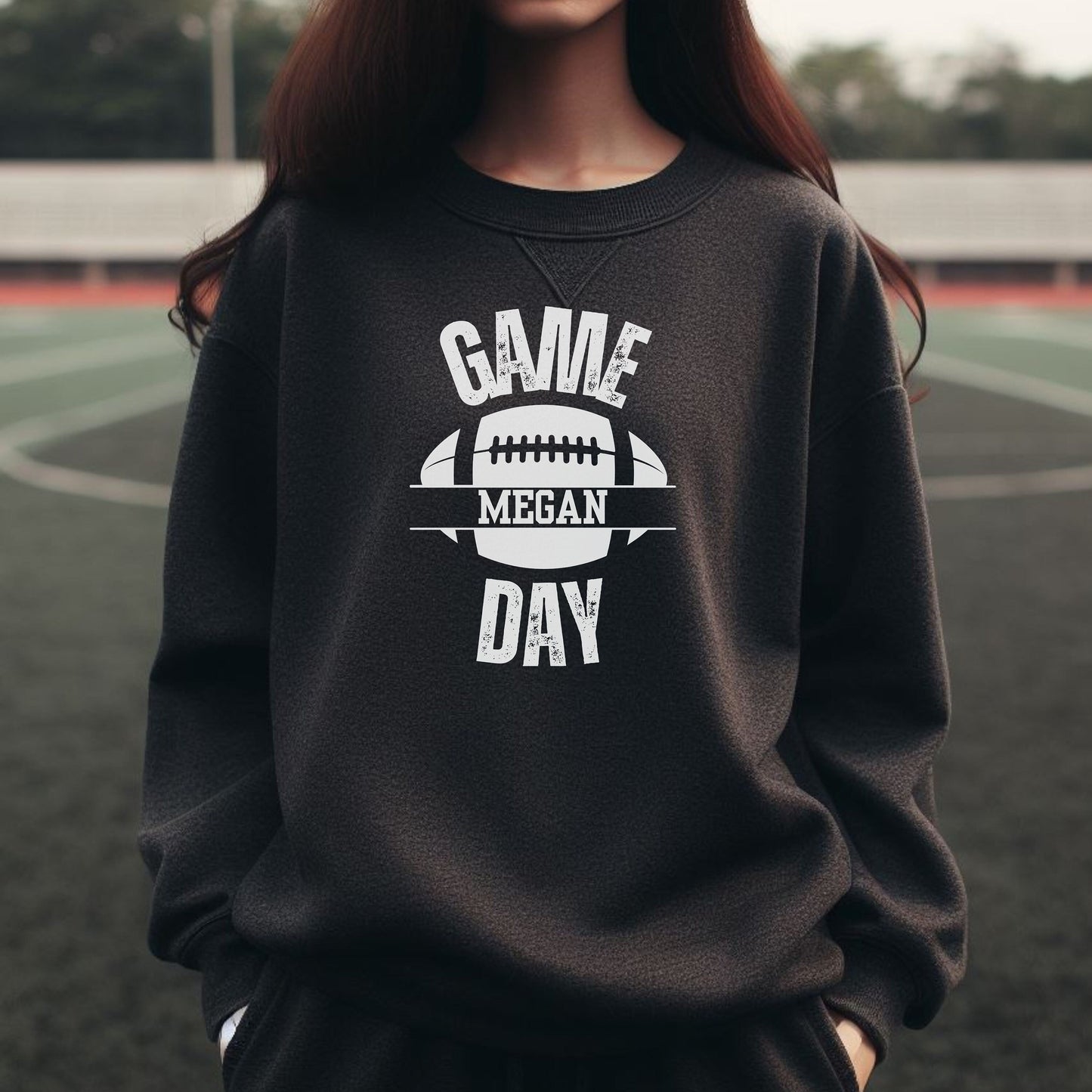 Women's Custom Football Sweatshirt, Cute Football Hoodie, Girls Personalized Fantasy Football Sweater, Retro Tailgaiting Game Day Sweatshirt
