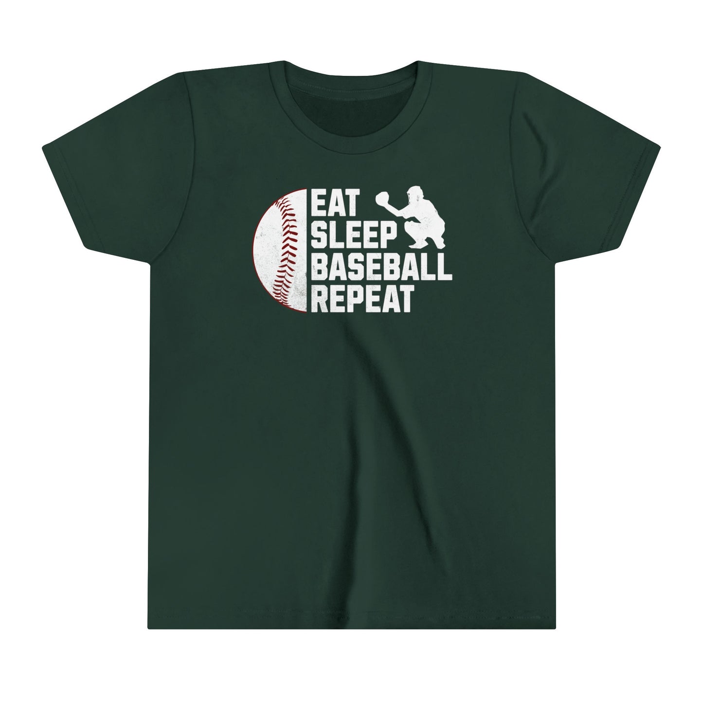 Youth Baseball T-shirt, Eat Sleep Baseball Repeat, Shirt for Baseball Lover, Tshirt Gift for Kid, Great Gift for Son, Baseball Player Gift