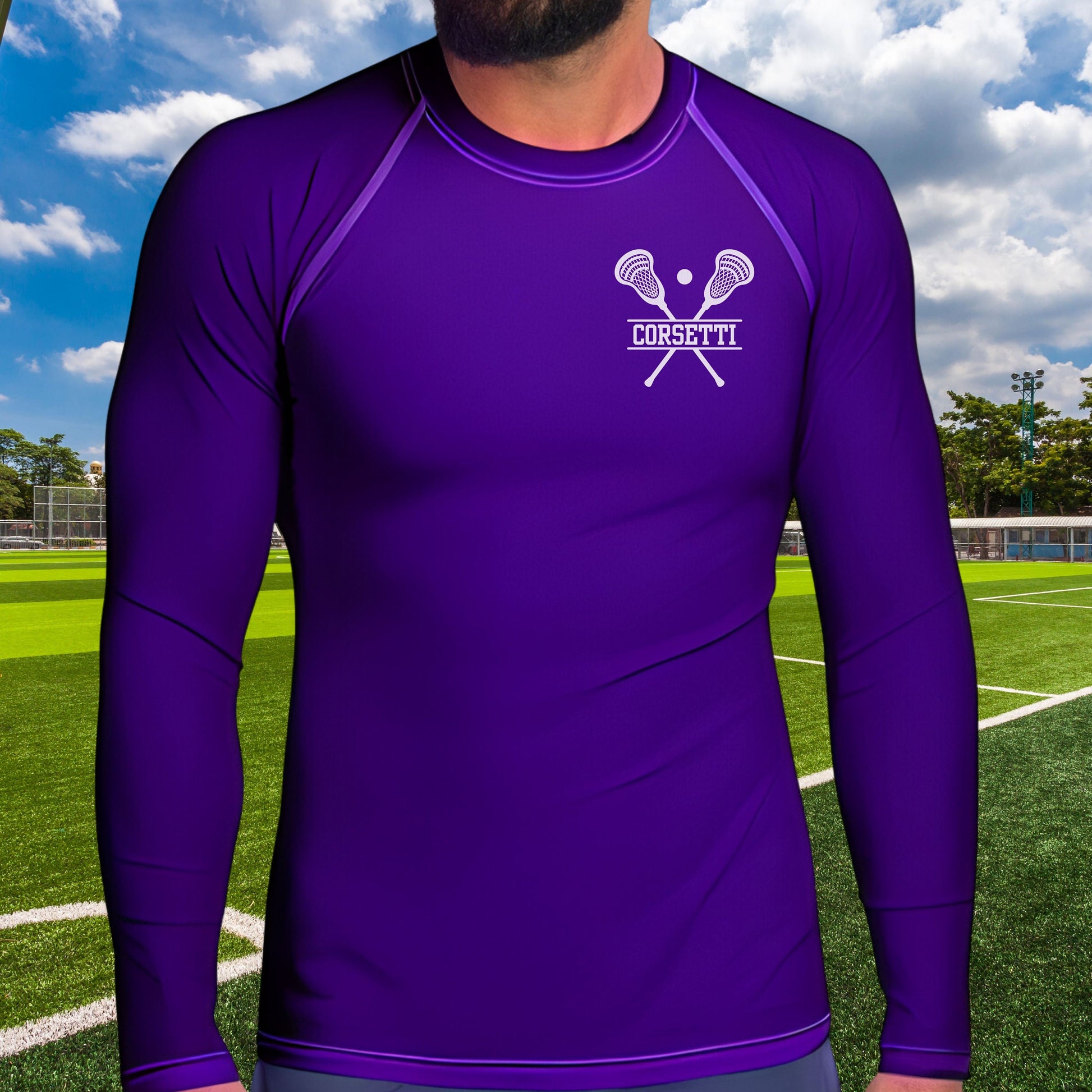 Men's Custom Lacrosse Shirt, Personalized Rash Guard, Lacrosse Undershirt, Dry Fit Undershirt, Men's Spandex Athletic Shirt, Lax Player Gift