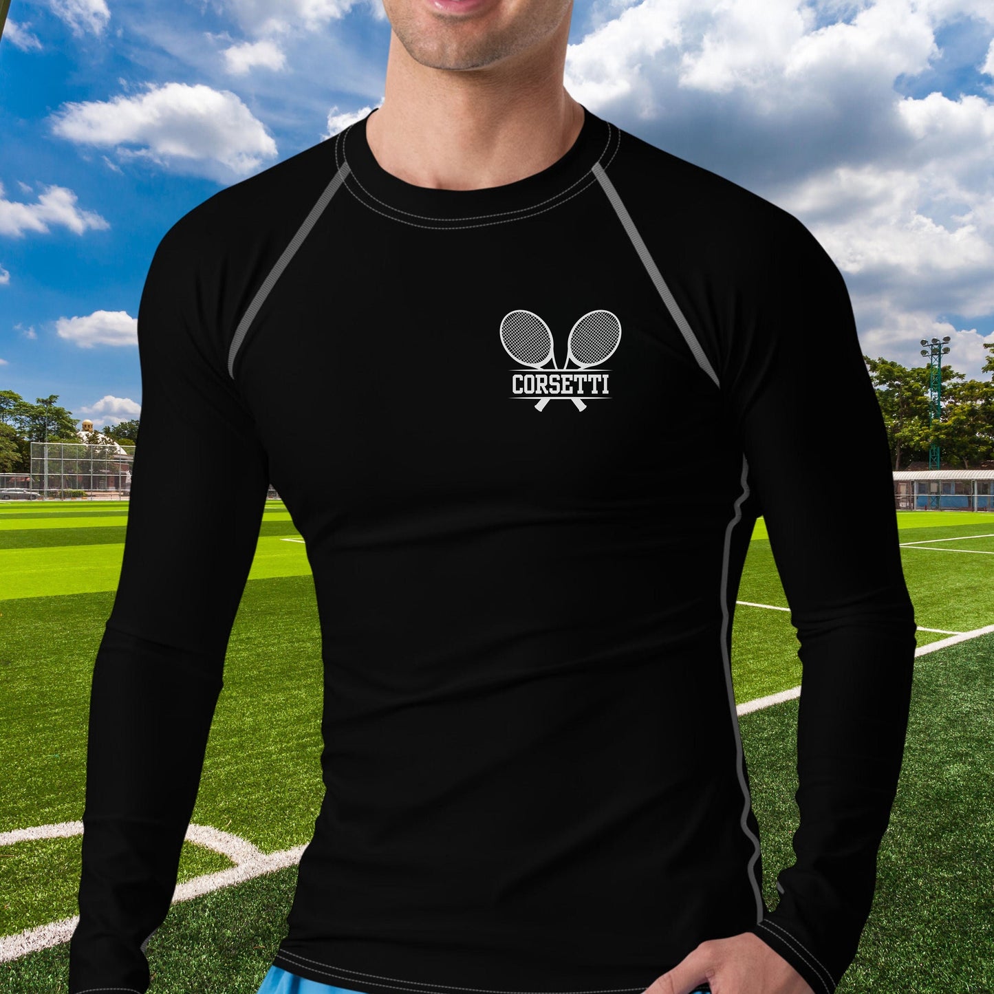 Men's Custom Tennis Shirt, Personalized Rash Guard, Tennis Undershirt, Dry Fit Undershirt, Men's Spandex Athletic Shirt, Tennis Player Gift