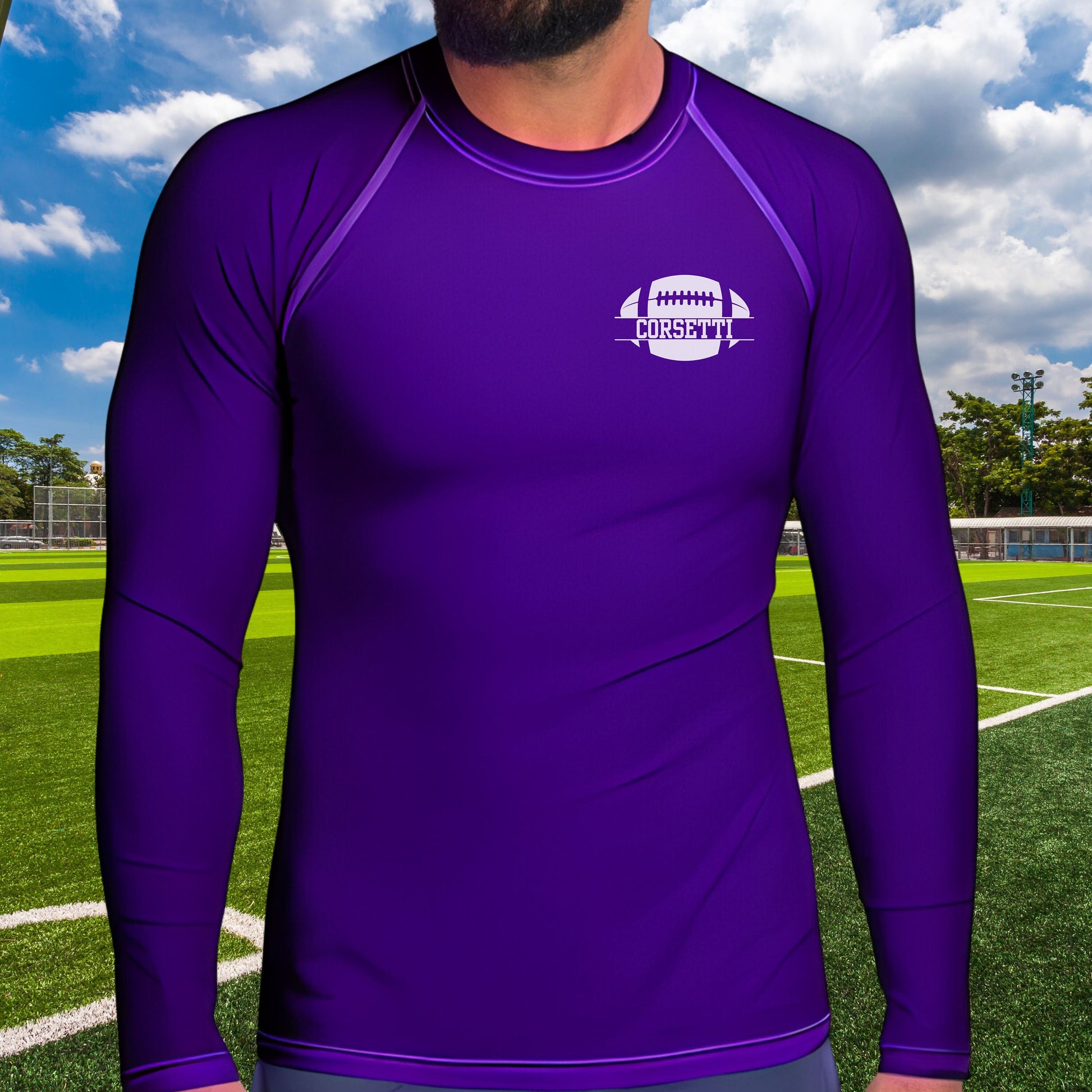 Men's Custom Football Shirt, Personalized Rash Guard, Football Undershirt, Dry Fit Undershirt, Men's Spandex Athletic Shirt, Football Gift