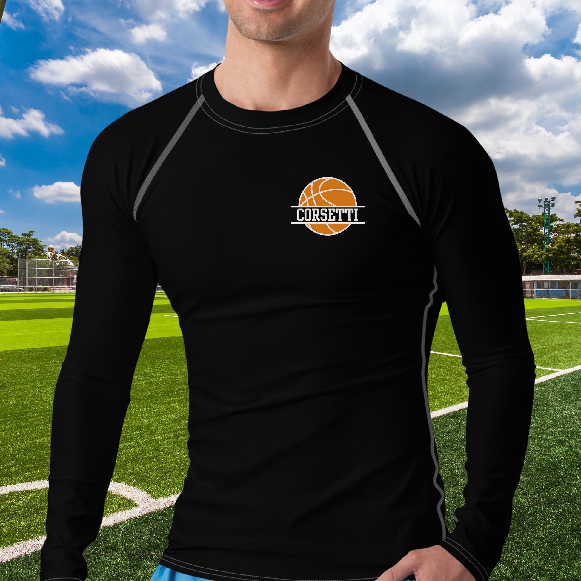 Men's Custom Basketball Shirt, Personalized Rash Guard, Basketball Undershirt, Dry Fit Undershirt, Men's Spandex Athletic Shirt, BBall Gift