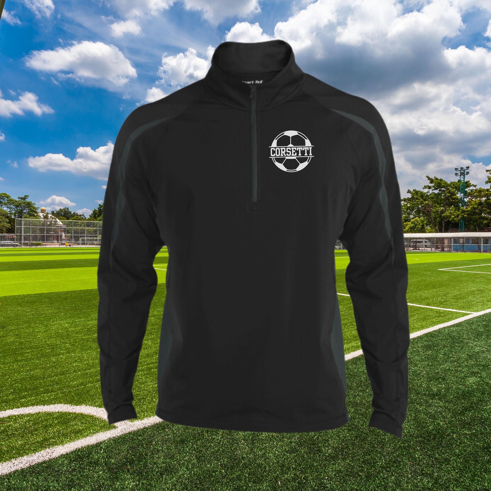 Personalized Soccer Sweatshirt, Custom Half Zip Pullover Sweater, Custom Soccer Gift, Soccer Coach Gift, Soccer Team Gift, Soccer Monogram