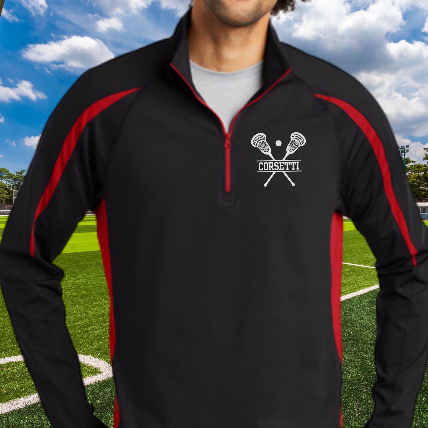 Personalized Lacrosse Sweatshirt, Custom Half Zip Pullover Sweater, Custom Lax Gift, Lacrosse Coach Gift, Lacrosse Team Gift, Lax Monogram
