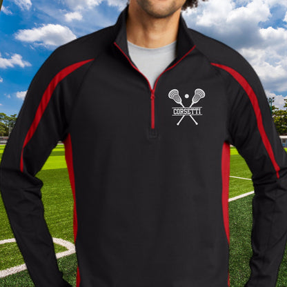 Personalized Lacrosse Sweatshirt, Custom Half Zip Pullover Sweater, Custom Lax Gift, Lacrosse Coach Gift, Lacrosse Team Gift, Lax Monogram