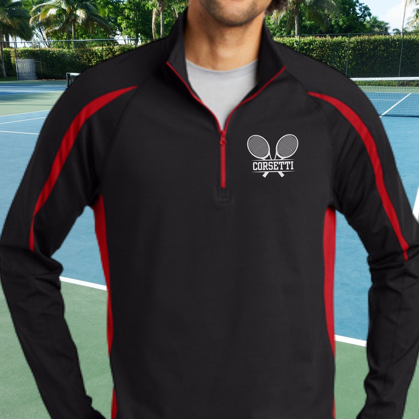 Personalized Tennis Sweatshirt, Custom Half Zip Pullover Sweater, Custom Tennis Gift, Tennis Coach Gift, Tennis Team Gift, Tennis Monogram