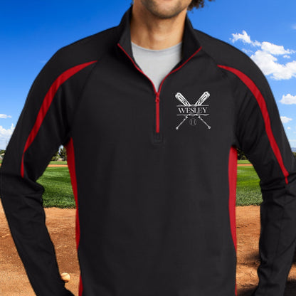 Personalized Baseball Sweatshirt, Custom Half Zip Pullover Sweater, Custom Baseball Gift, Perfect Baseball Coach Gift, Baseball Team Gift