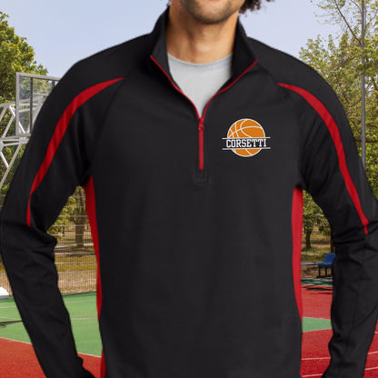 Personalized Basketball Sweatshirt, Custom Half Zip Pullover Sweater, Custom Basketball Gift, Basketball Coach Gift, Basketball Team Gift