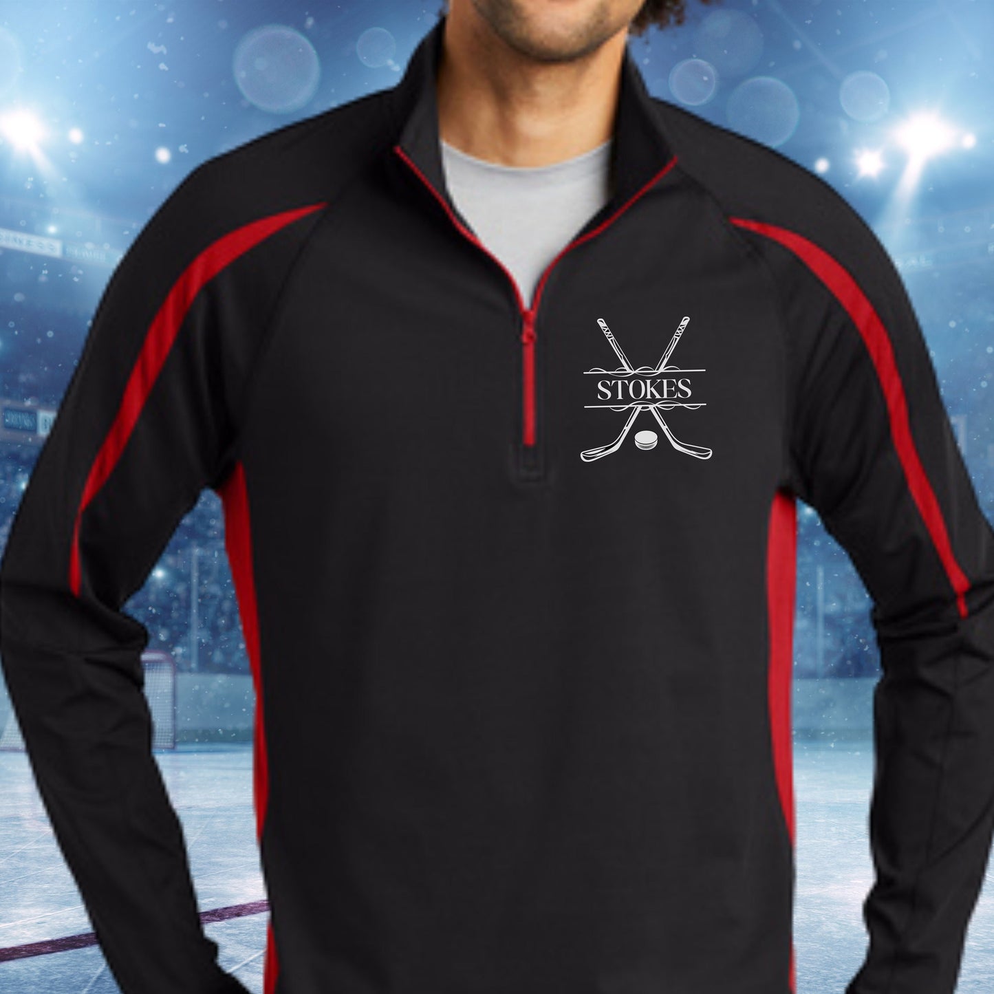 Personalized Hockey Sweatshirt, Custom Half Zip Pullover Sweater, Custom Hockey Gift, Hockey Coach Gift, Hockey Team Gift, Hockey Monogram