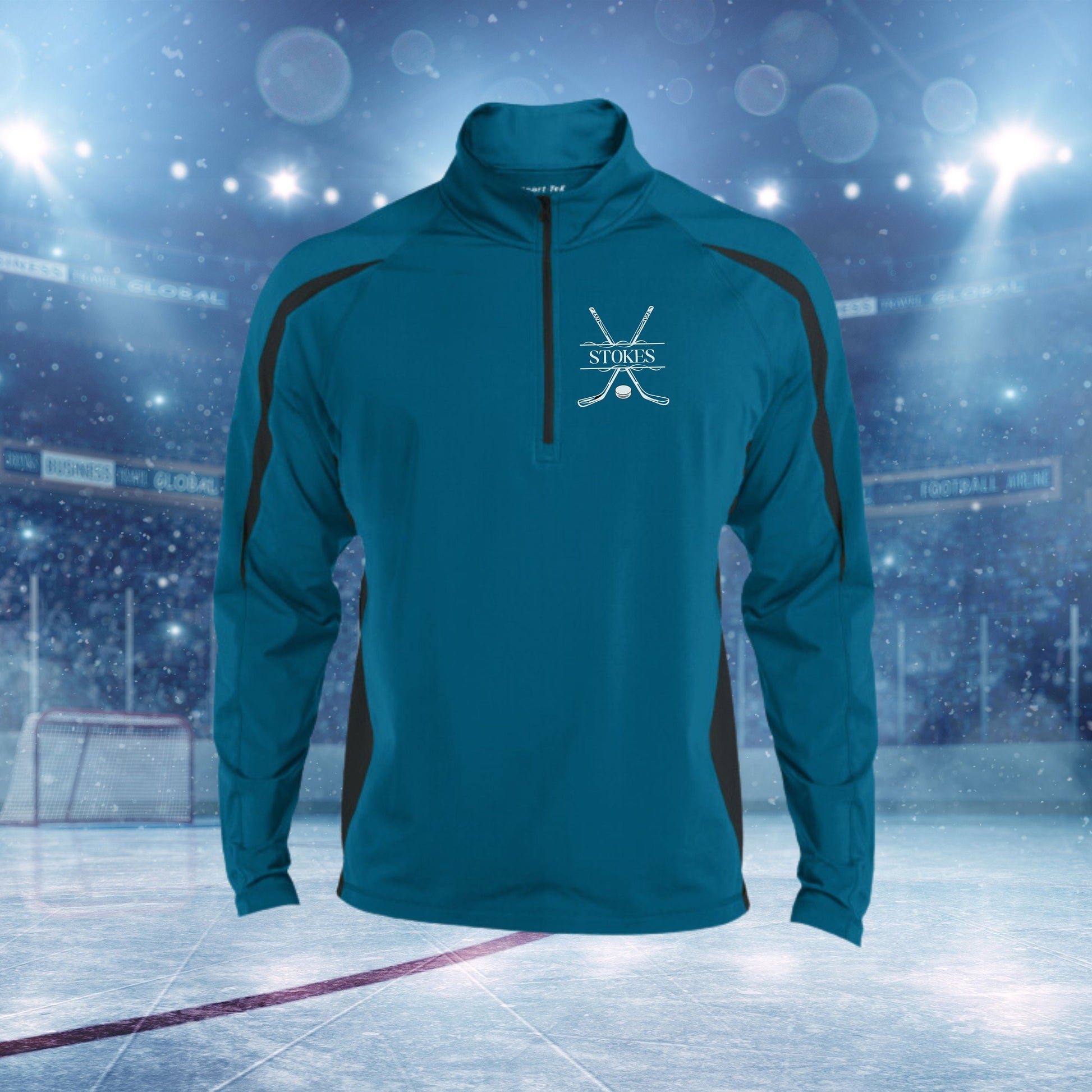 Personalized Hockey Sweatshirt, Custom Half Zip Pullover Sweater, Custom Hockey Gift, Hockey Coach Gift, Hockey Team Gift, Hockey Monogram
