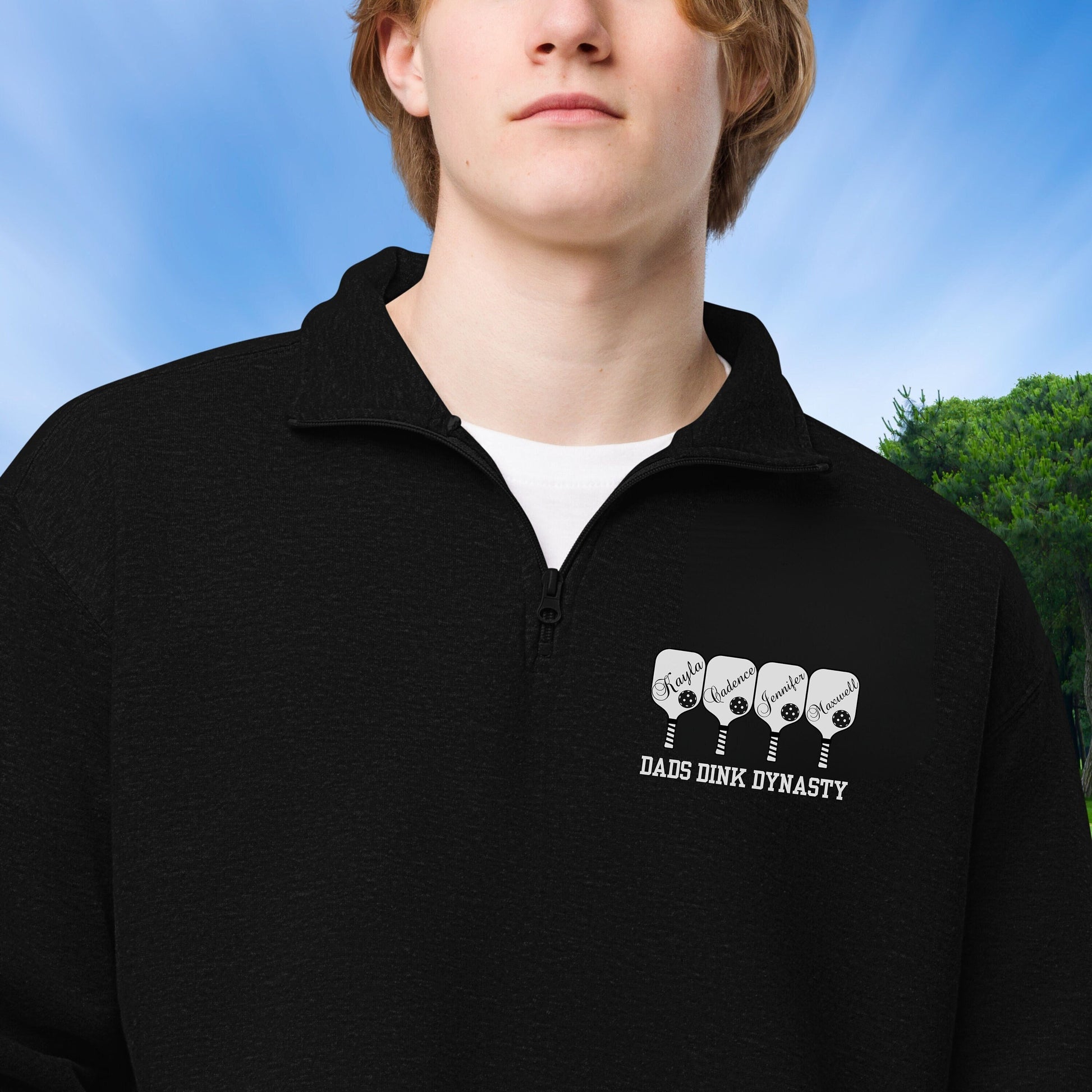 Personalized Fleece Pickleball Quarter-Zip, Quarter Zip Pullover Sweater, Custom Pickleball Gift, Gift for Husband, Pickleball Gift for Men