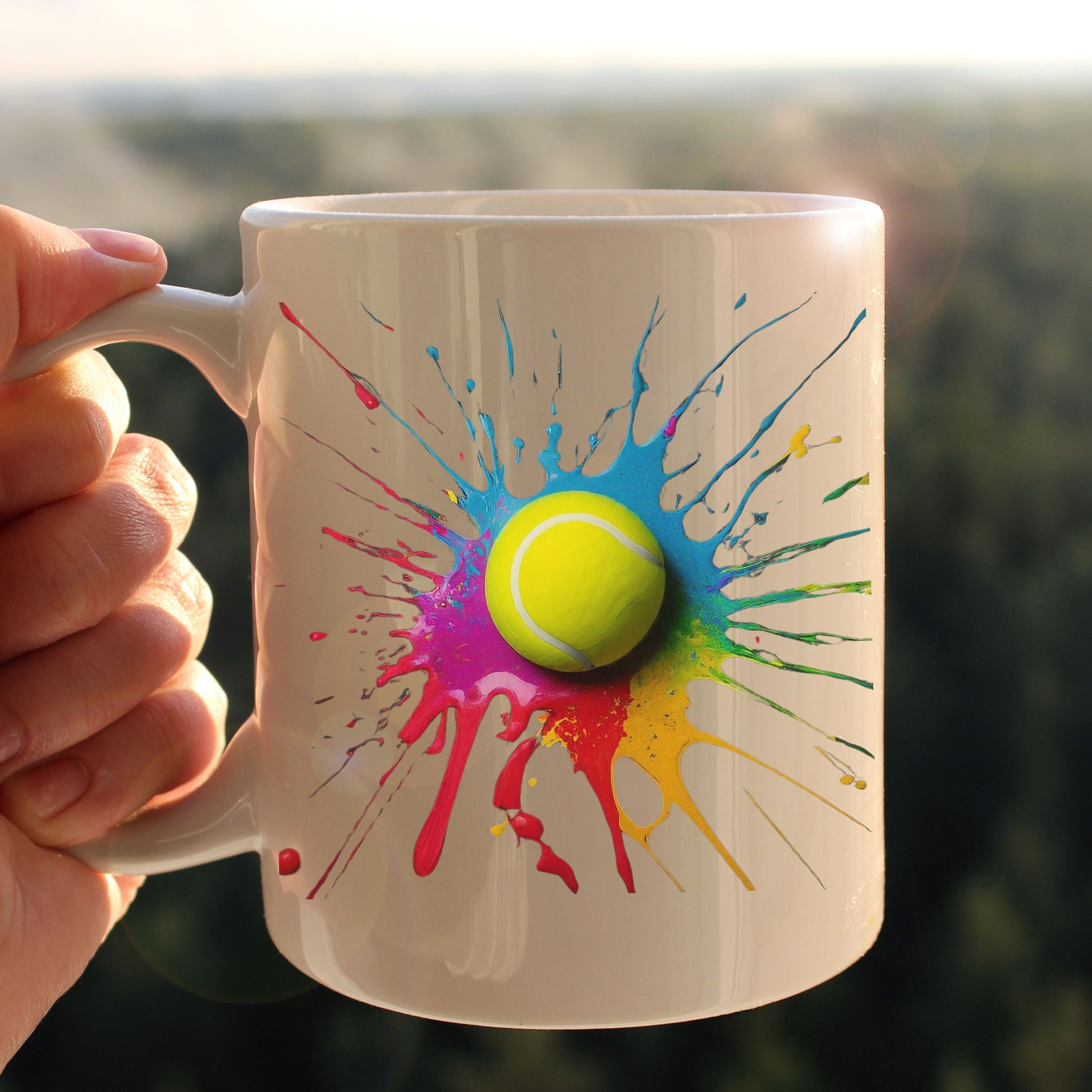 Colorful Tennis Mug, Tennis Coffee Mug, Tennis Team Gift, Tennis Coach Gift, Tennis Ball Mug, Gift for Tennis Player, Tennis Lover Gift