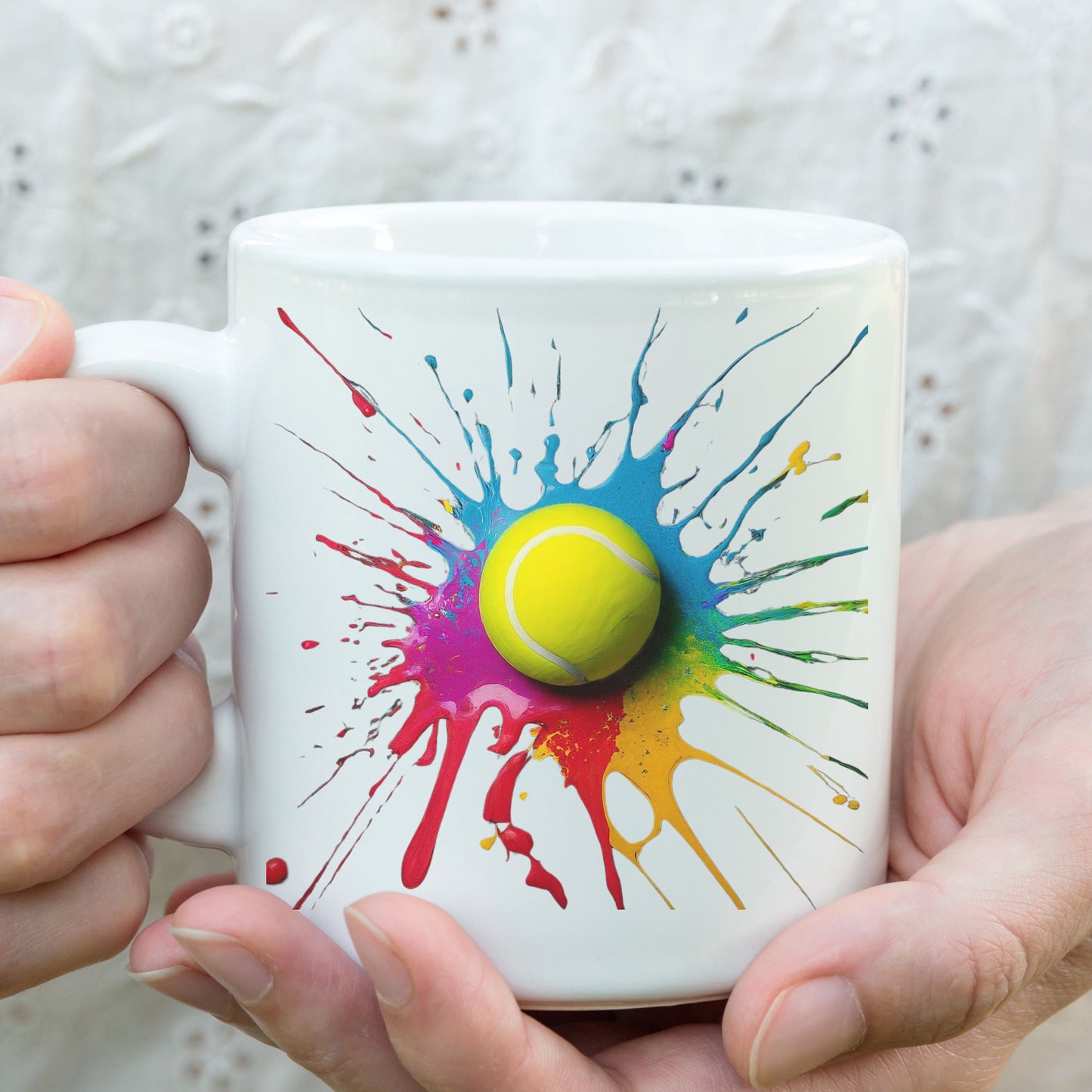 Colorful Tennis Mug, Tennis Coffee Mug, Tennis Team Gift, Tennis Coach Gift, Tennis Ball Mug, Gift for Tennis Player, Tennis Lover Gift
