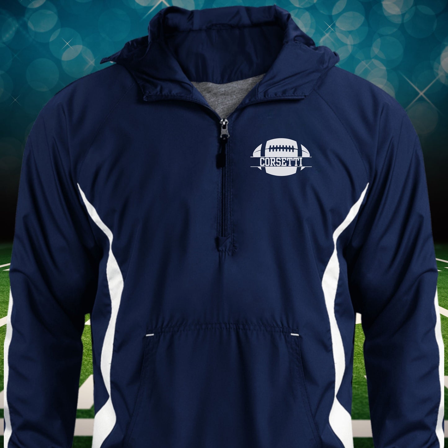 Personalized Football Jacket, Custom Half-Zip Anorak, Custom Football Gift, Football Coach Gift, Football Team Gift, Football Monogram