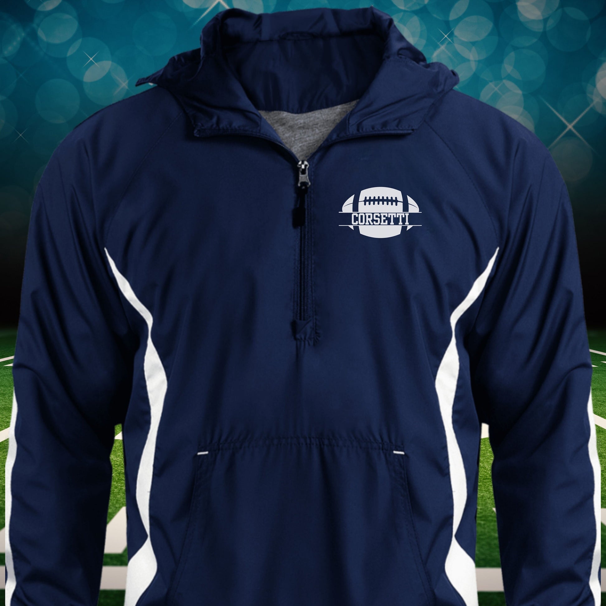 Personalized Football Jacket, Custom Half-Zip Anorak, Custom Football Gift, Football Coach Gift, Football Team Gift, Football Monogram
