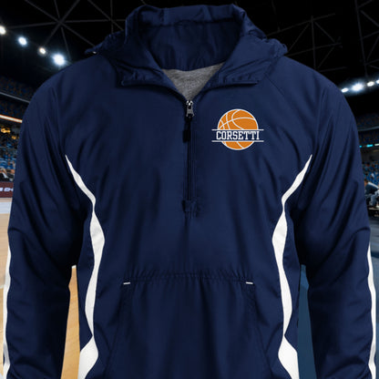 Personalized Basketball Jacket, Custom Half-Zip Anorak, Custom Basketball Gift, Basketball Coach Gift, Basketball Team Gift, Basketball Coat