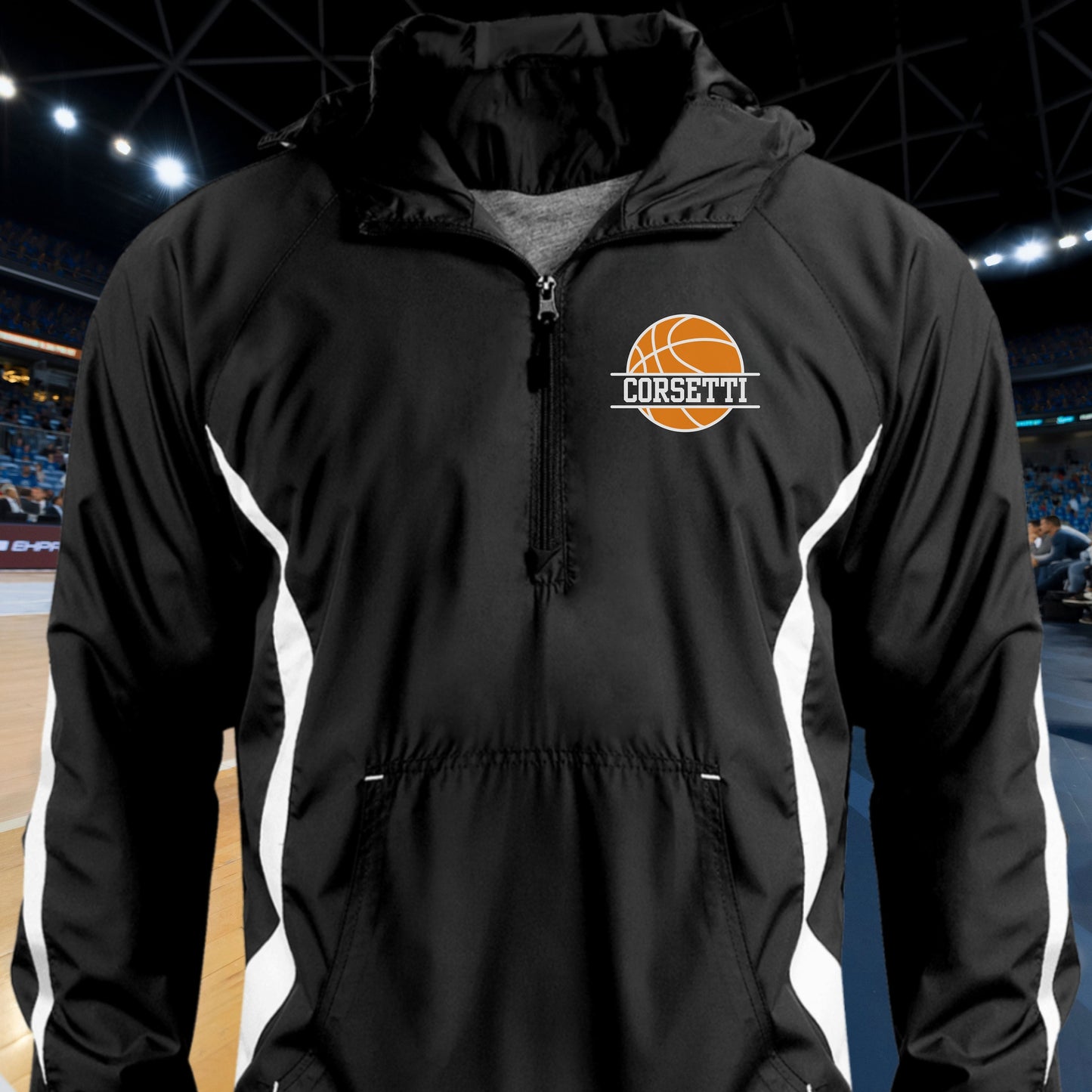Personalized Basketball Jacket, Custom Half-Zip Anorak, Custom Basketball Gift, Basketball Coach Gift, Basketball Team Gift, Basketball Coat