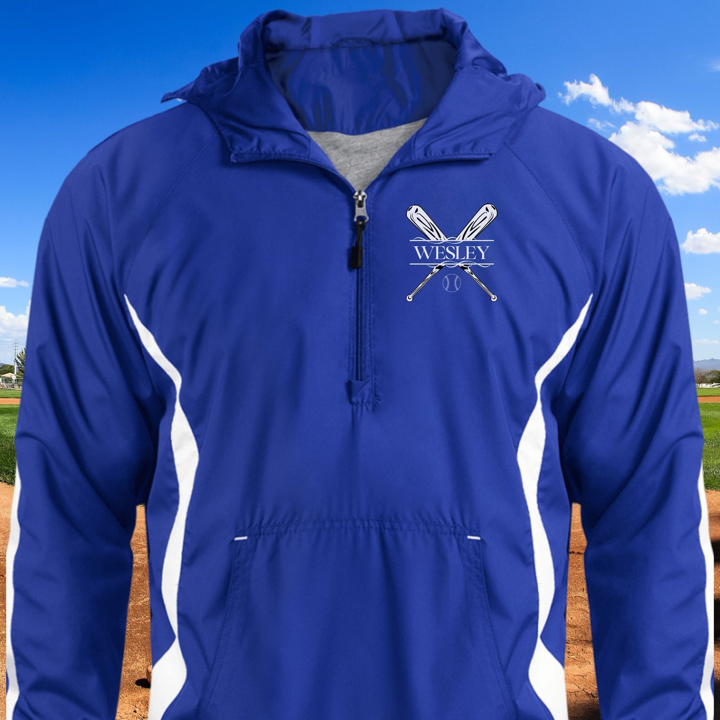 Personalized Baseball Jacket, Custom Half-Zip Anorak, Custom Baseball Gift, Baseball Coach Gift, Baseball Team Gift, Mens Baseball Coat