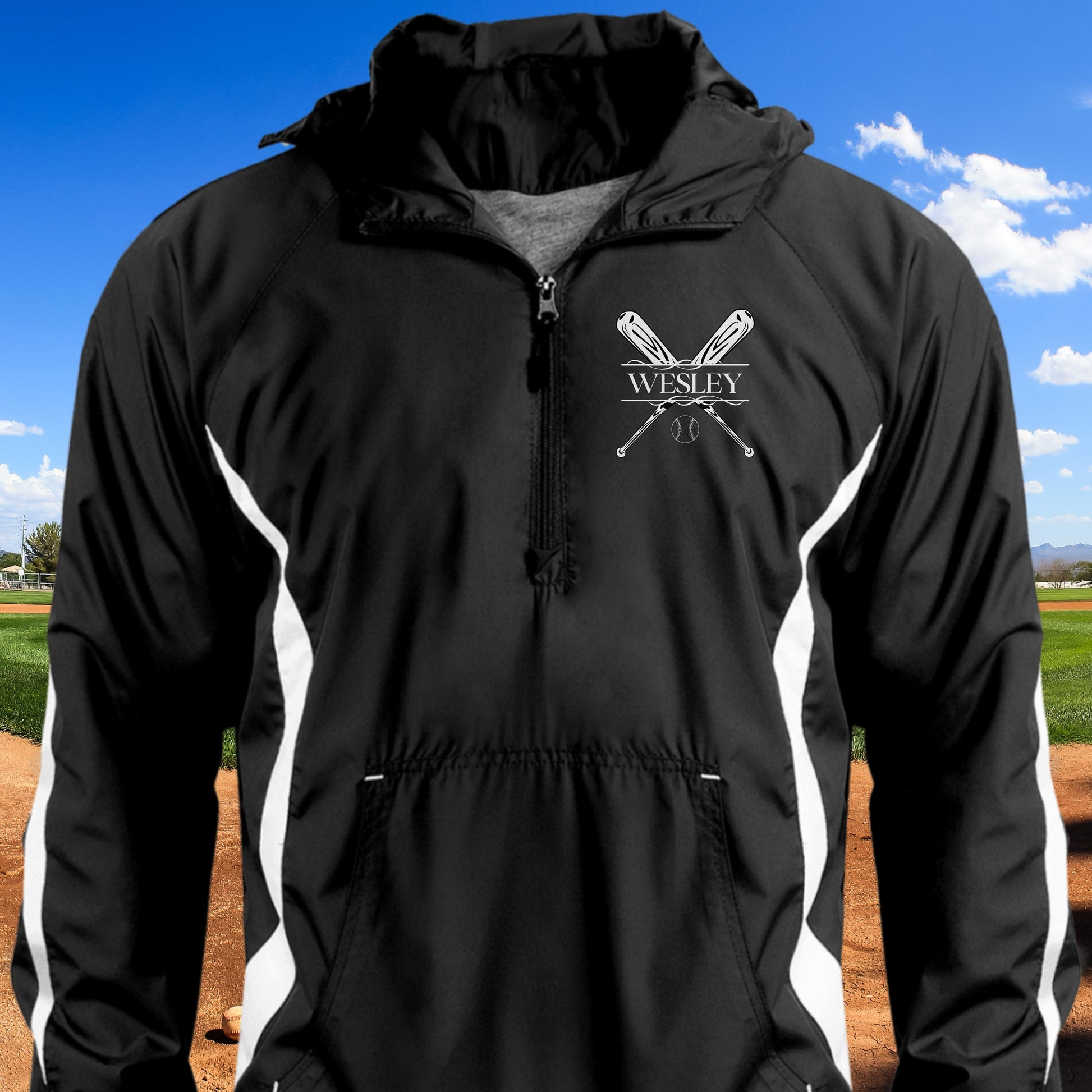 Personalized Baseball Jacket, Custom Half-Zip Anorak, Custom Baseball Gift, Baseball Coach Gift, Baseball Team Gift, Mens Baseball Coat