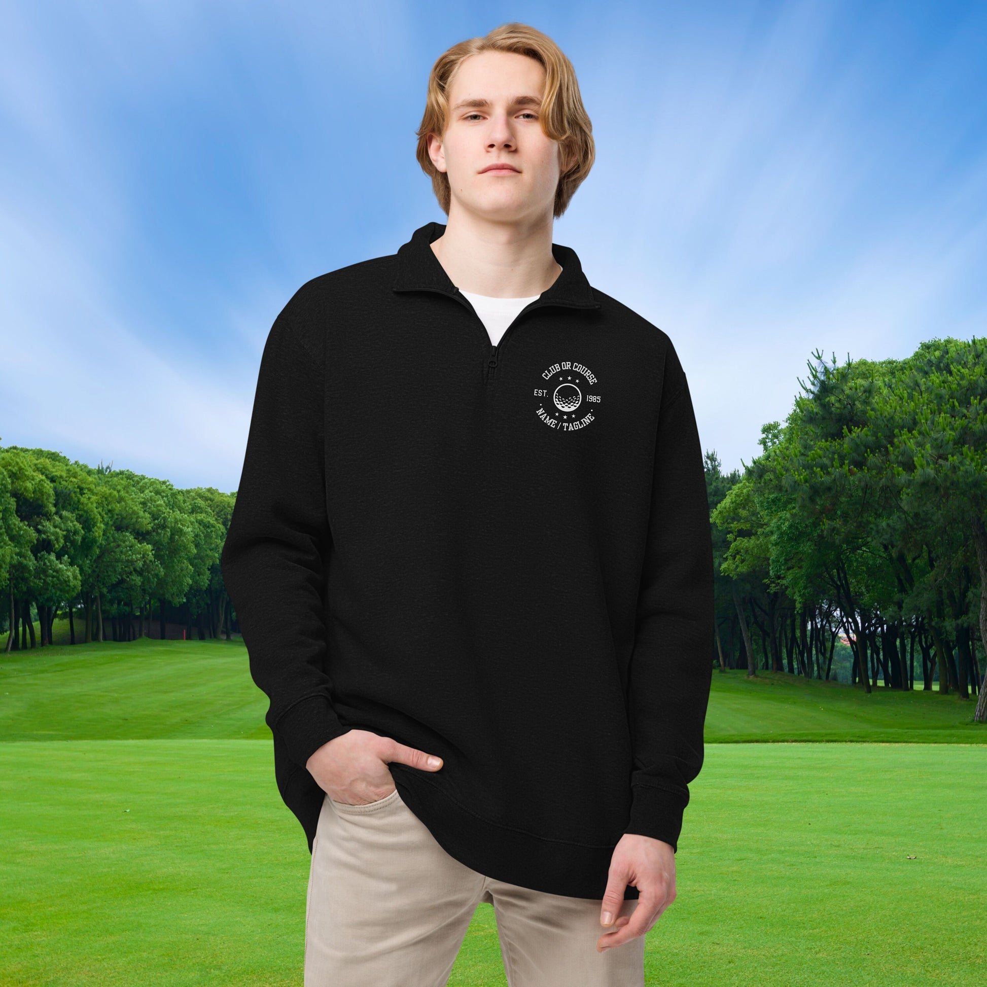 Personalized Fleece Golf Quarter-Zip, Pullover Sweater, Custom Golf Gift, Gift for Husband, Club Logo, Golf Gift for Men, Golf Tournament