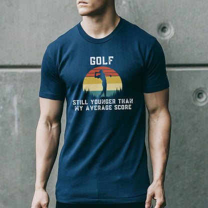 a man in a blue shirt is holding a skateboard