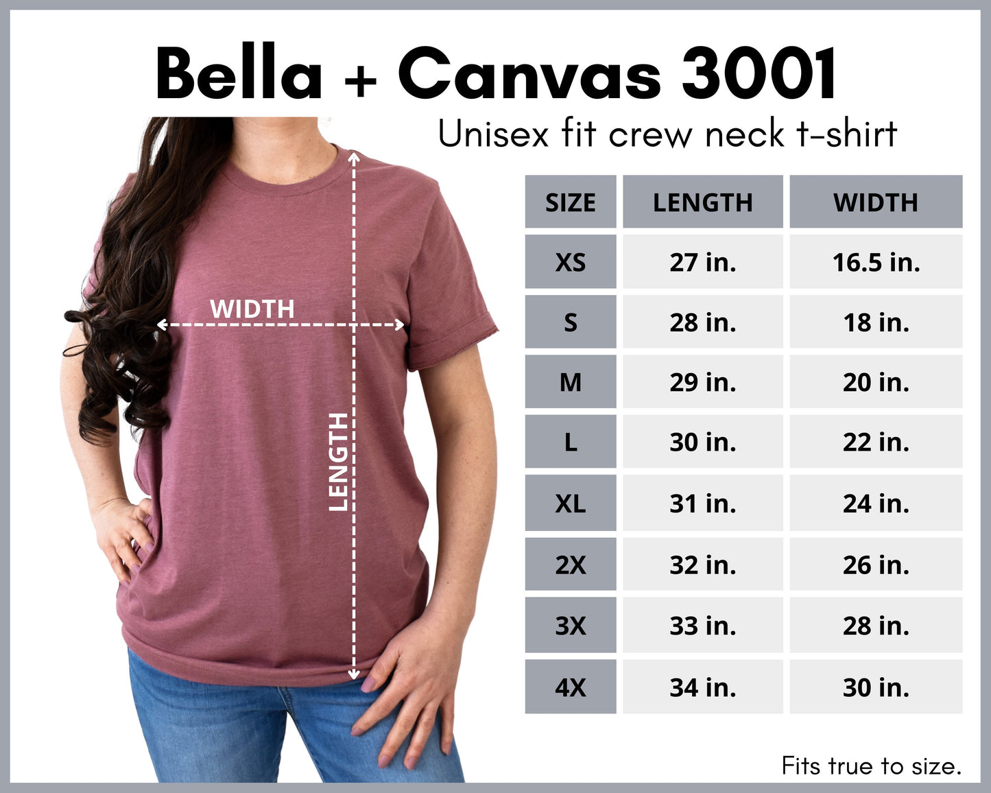 a women's t - shirt with measurements for the size of her shirt