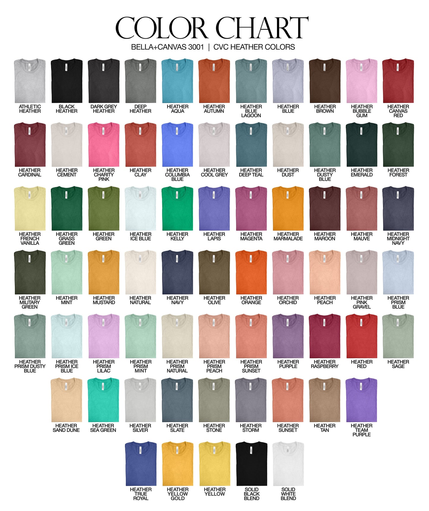 a color chart of men's dress shirts