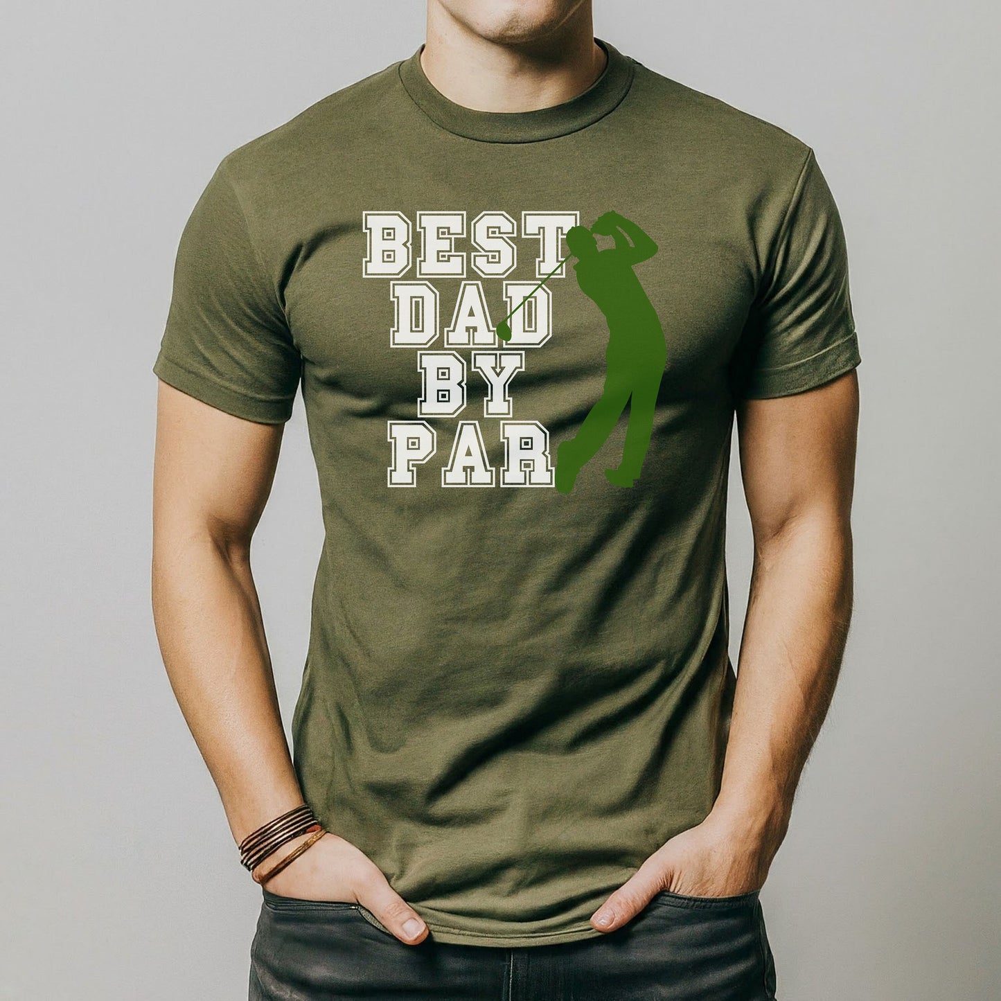 a man wearing a t - shirt that says best dad by par