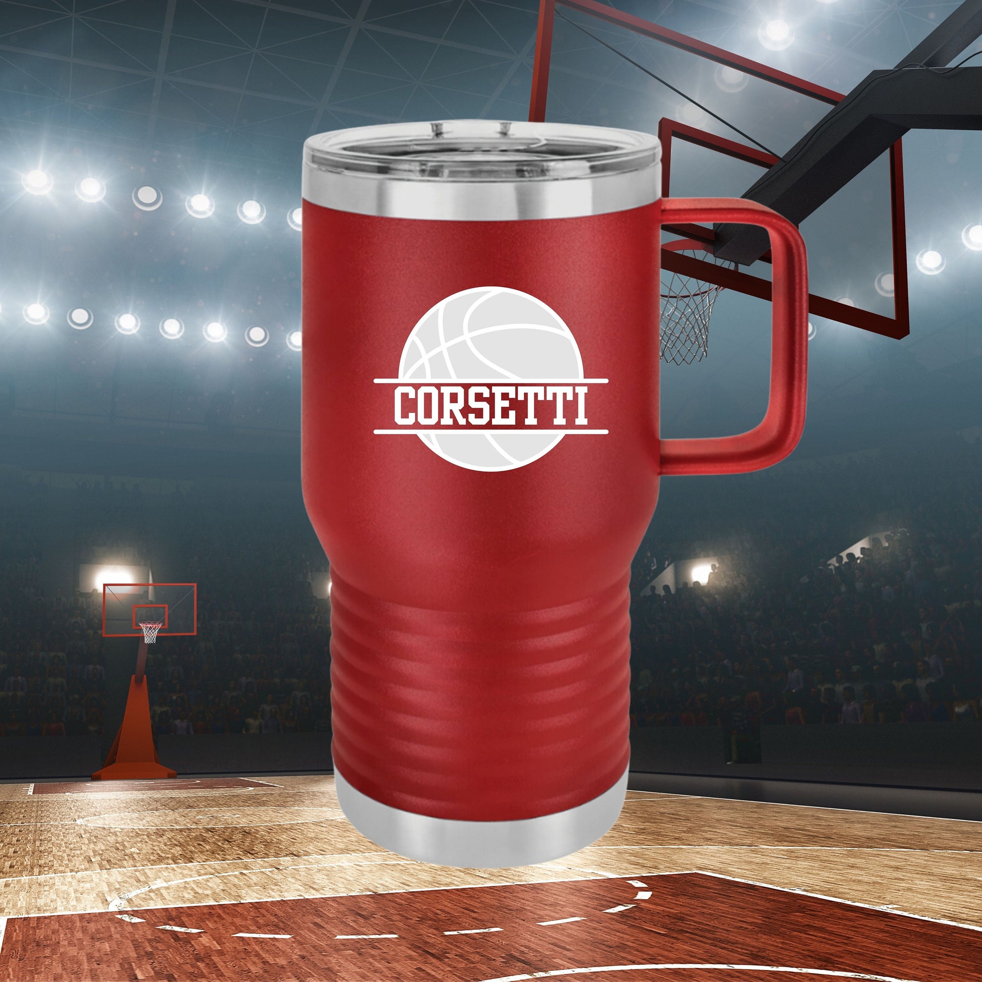 Custom Basketball Tumbler, Personalized Ringneck Tumbler, Basketball Gift, 20 oz Coffee Mug, Gift for Basketball Player, Basketball Monogram