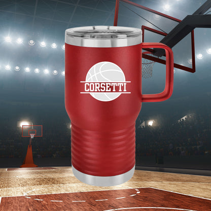 Custom Basketball Tumbler, Personalized Ringneck Tumbler, Basketball Gift, 20 oz Coffee Mug, Gift for Basketball Player, Basketball Monogram