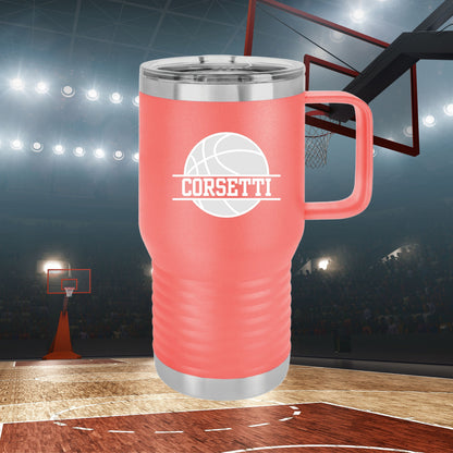 Custom Basketball Tumbler, Personalized Ringneck Tumbler, Basketball Gift, 20 oz Coffee Mug, Gift for Basketball Player, Basketball Monogram
