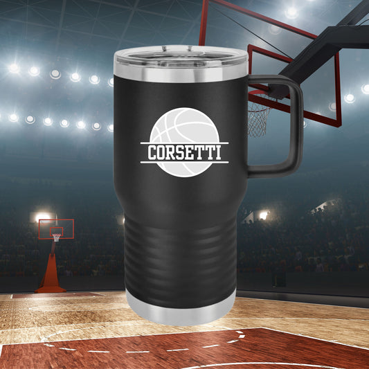 Custom Basketball Tumbler, Personalized Ringneck Tumbler, Basketball Gift, 20 oz Coffee Mug, Gift for Basketball Player, Basketball Monogram