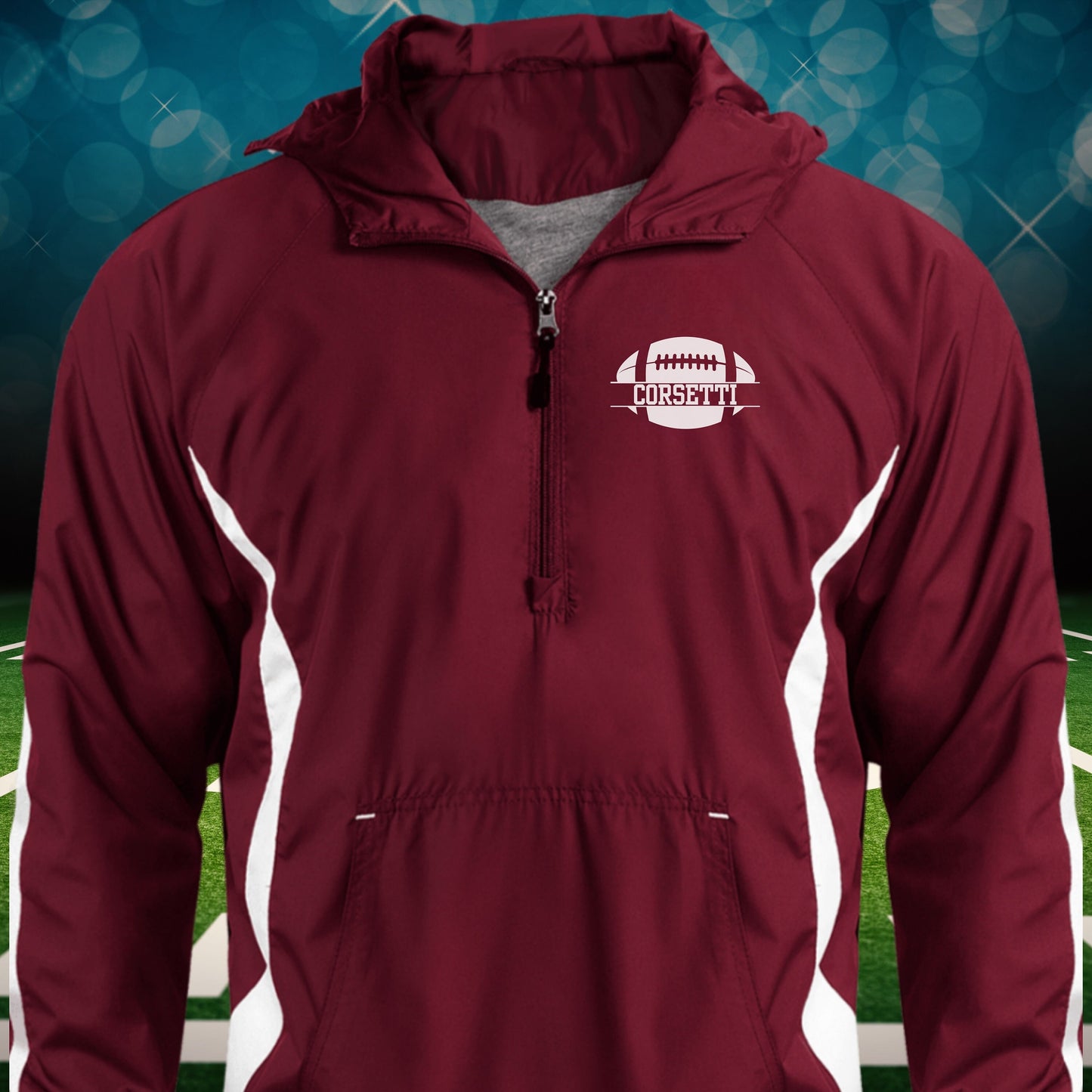 Personalized Football Jacket, Custom Half-Zip Anorak, Custom Football Gift, Football Coach Gift, Football Team Gift, Football Monogram