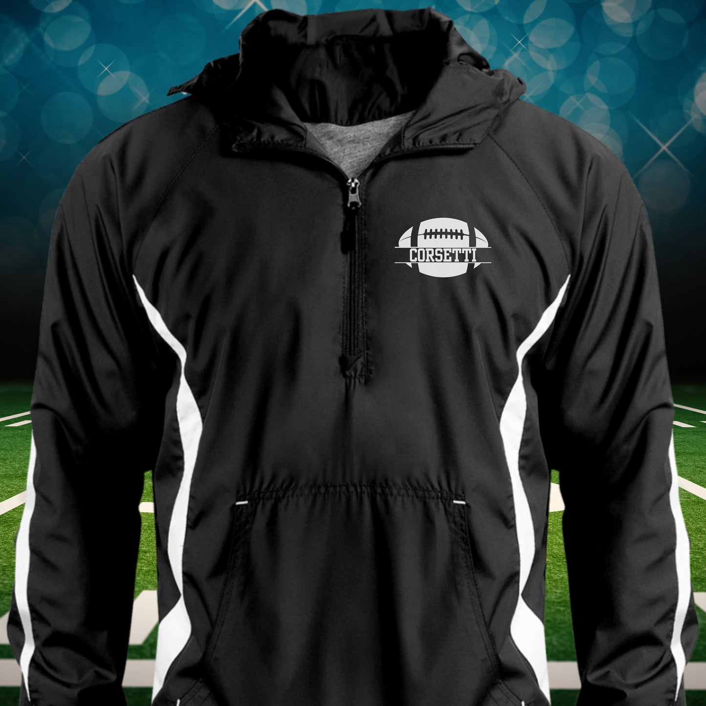 Personalized Football Jacket, Custom Half-Zip Anorak, Custom Football Gift, Football Coach Gift, Football Team Gift, Football Monogram