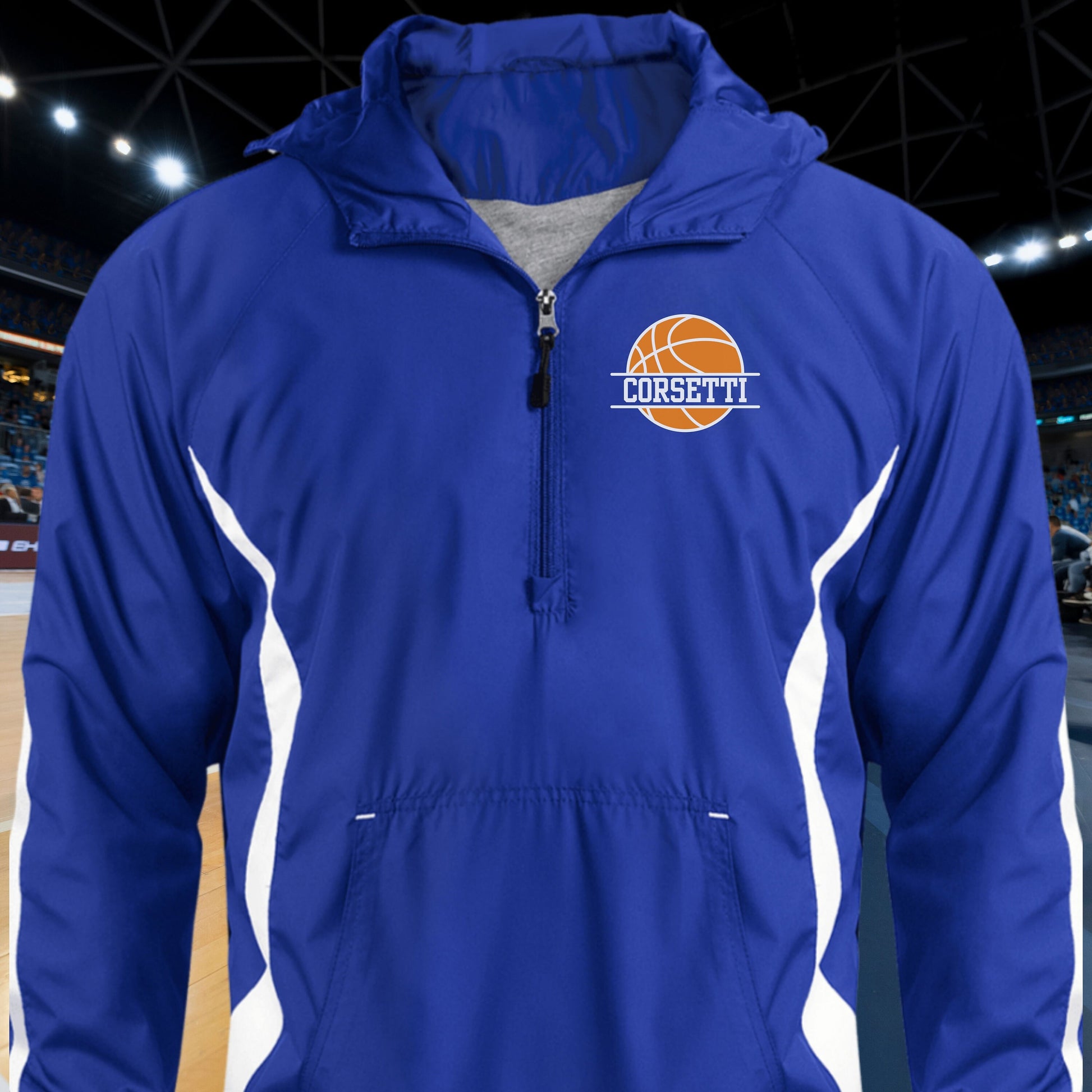 Personalized Basketball Jacket, Custom Half-Zip Anorak, Custom Basketball Gift, Basketball Coach Gift, Basketball Team Gift, Basketball Coat