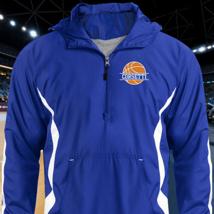 Personalized Basketball Jacket, Custom Half-Zip Anorak, Custom Basketball Gift, Basketball Coach Gift, Basketball Team Gift, Basketball Coat