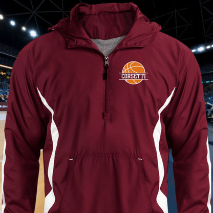 Personalized Basketball Jacket, Custom Half-Zip Anorak, Custom Basketball Gift, Basketball Coach Gift, Basketball Team Gift, Basketball Coat