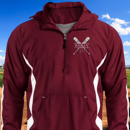 Personalized Baseball Jacket, Custom Half-Zip Anorak, Custom Baseball Gift, Baseball Coach Gift, Baseball Team Gift, Mens Baseball Coat