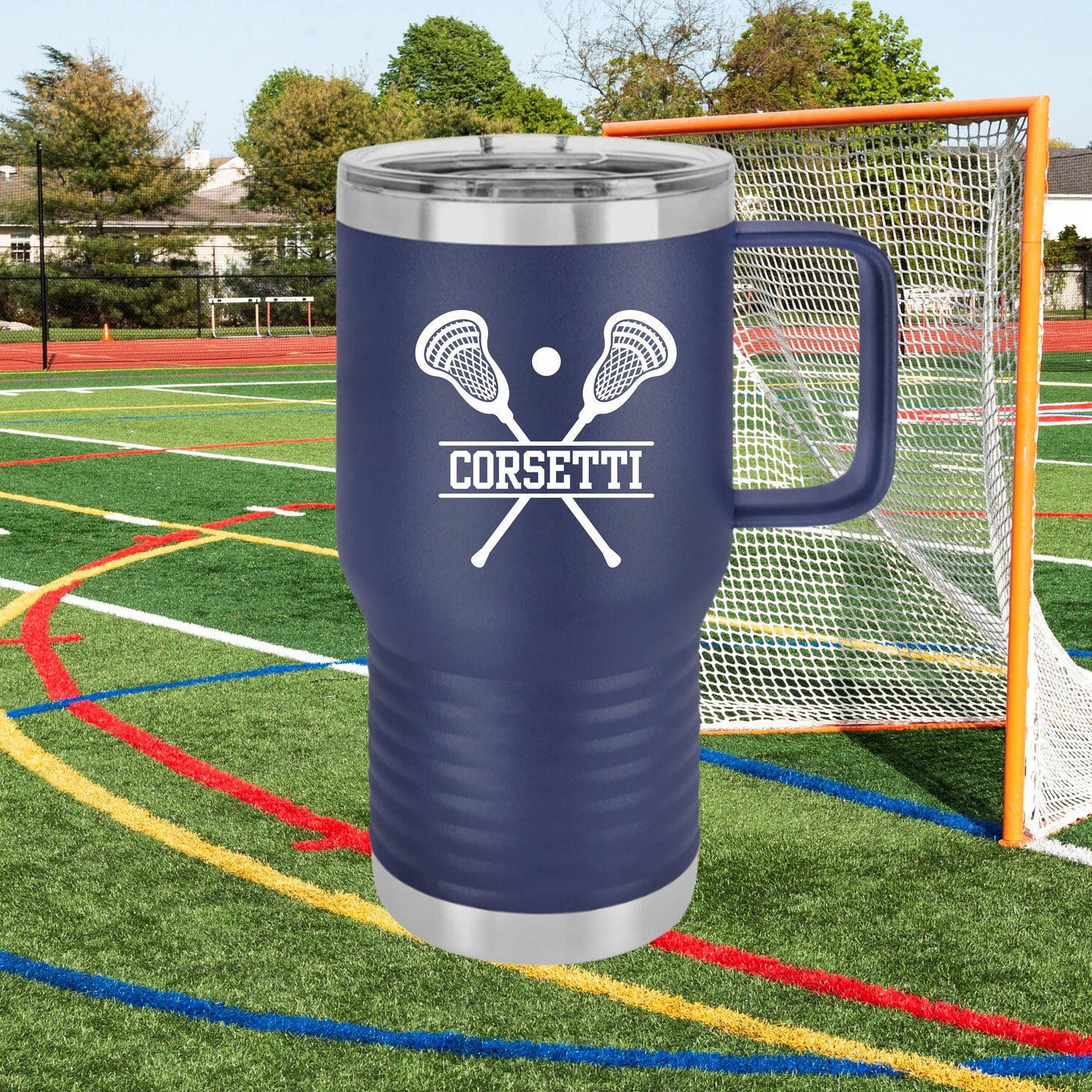 Custom Lacrosse Tumbler, Personalized Ringneck Tumbler, Lacrosse Coach Gift, 20 oz Coffee Mug, Gift for Lacrosse Player, Lacrosse Monogram