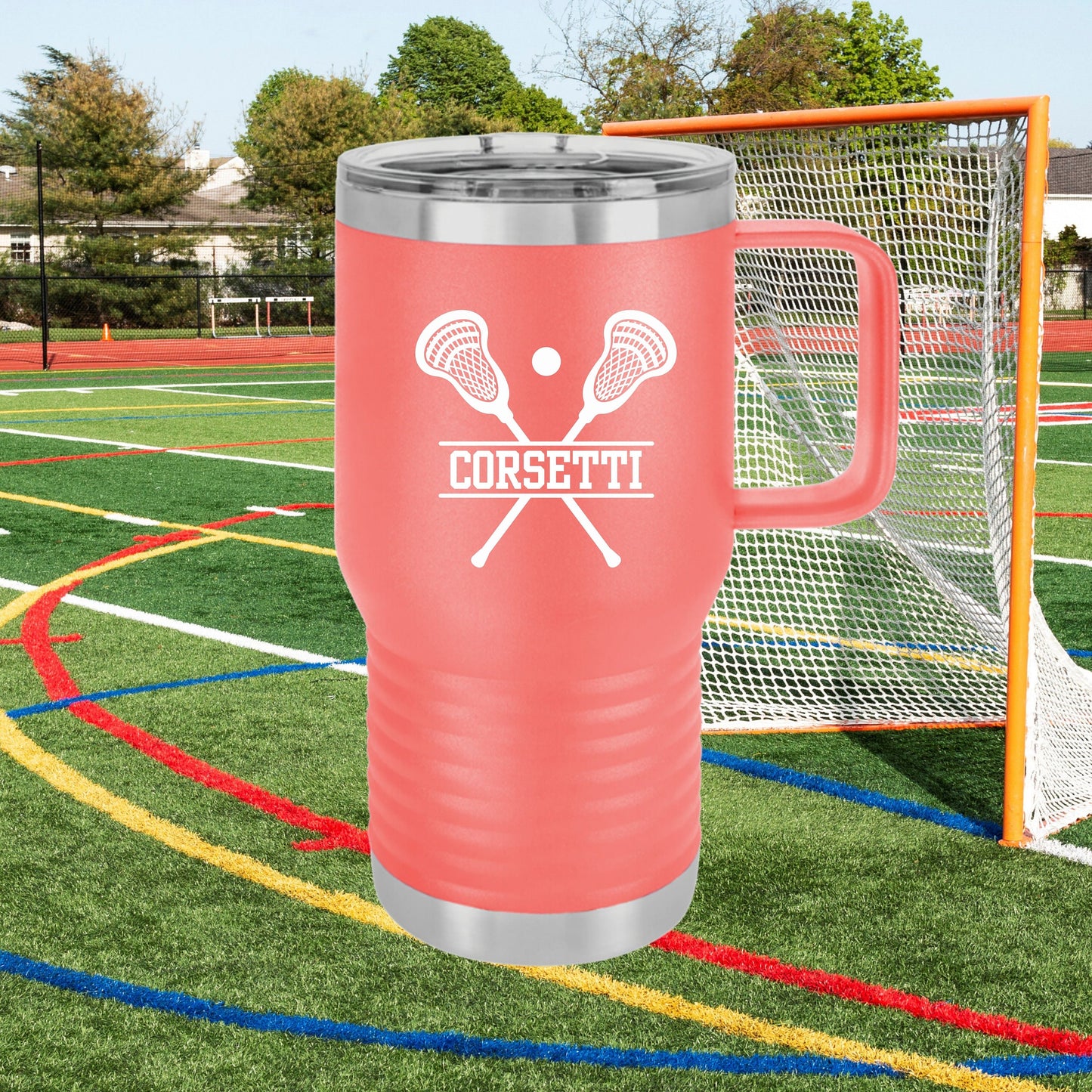 Custom Lacrosse Tumbler, Personalized Ringneck Tumbler, Lacrosse Coach Gift, 20 oz Coffee Mug, Gift for Lacrosse Player, Lacrosse Monogram