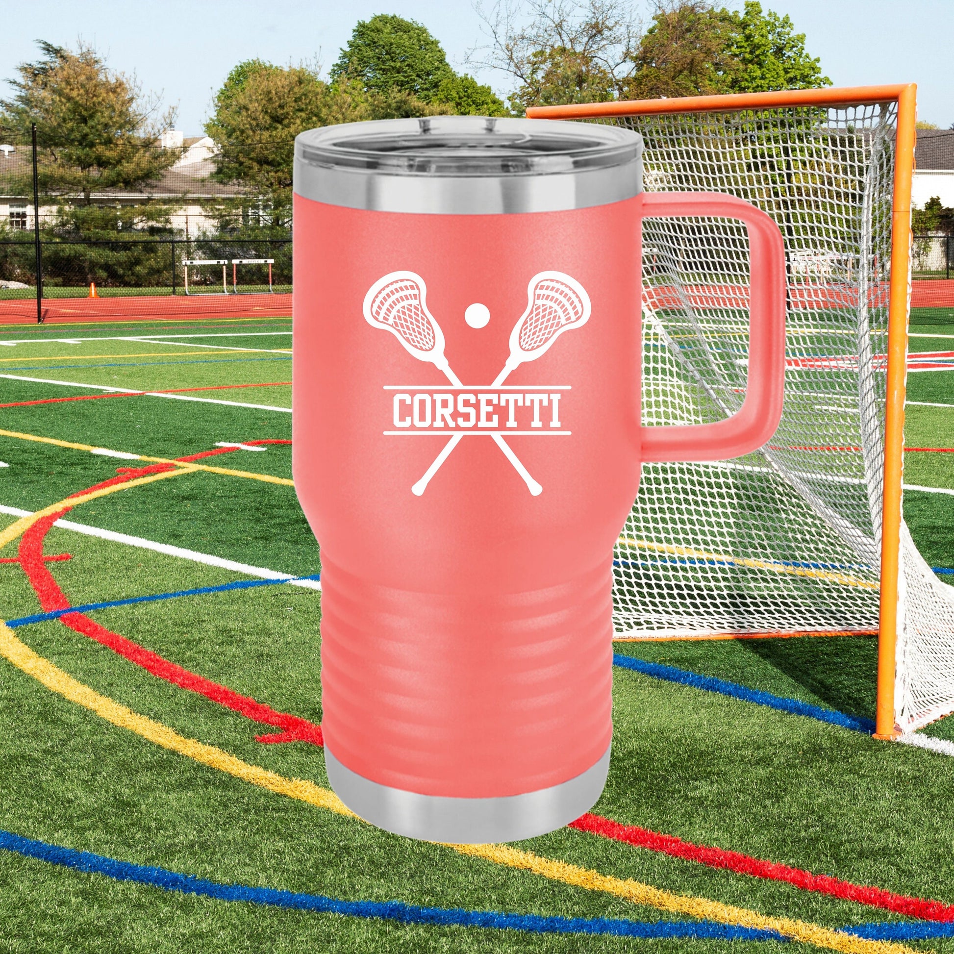 Custom Lacrosse Tumbler, Personalized Ringneck Tumbler, Lacrosse Coach Gift, 20 oz Coffee Mug, Gift for Lacrosse Player, Lacrosse Monogram