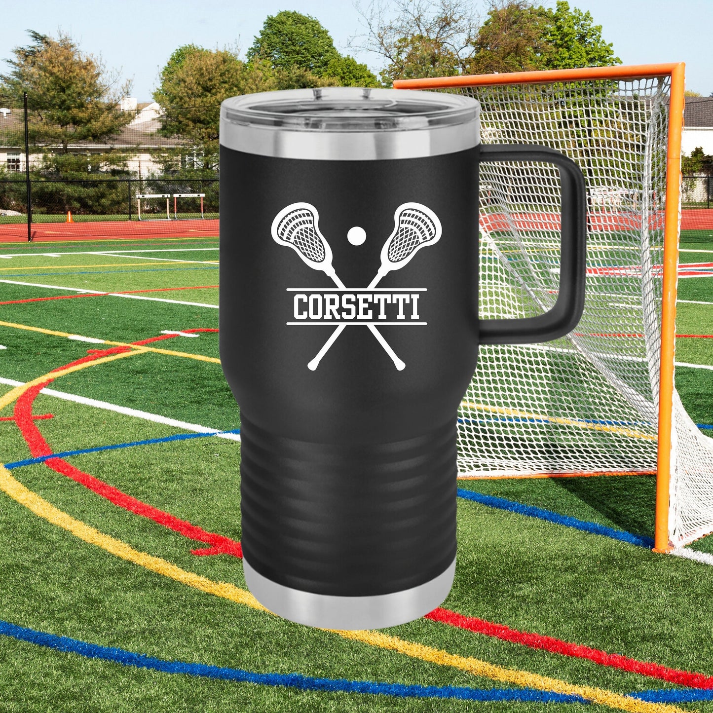 Custom Lacrosse Tumbler, Personalized Ringneck Tumbler, Lacrosse Coach Gift, 20 oz Coffee Mug, Gift for Lacrosse Player, Lacrosse Monogram