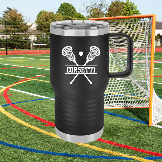 Custom Lacrosse Tumbler, Personalized Ringneck Tumbler, Lacrosse Coach Gift, 20 oz Coffee Mug, Gift for Lacrosse Player, Lacrosse Monogram