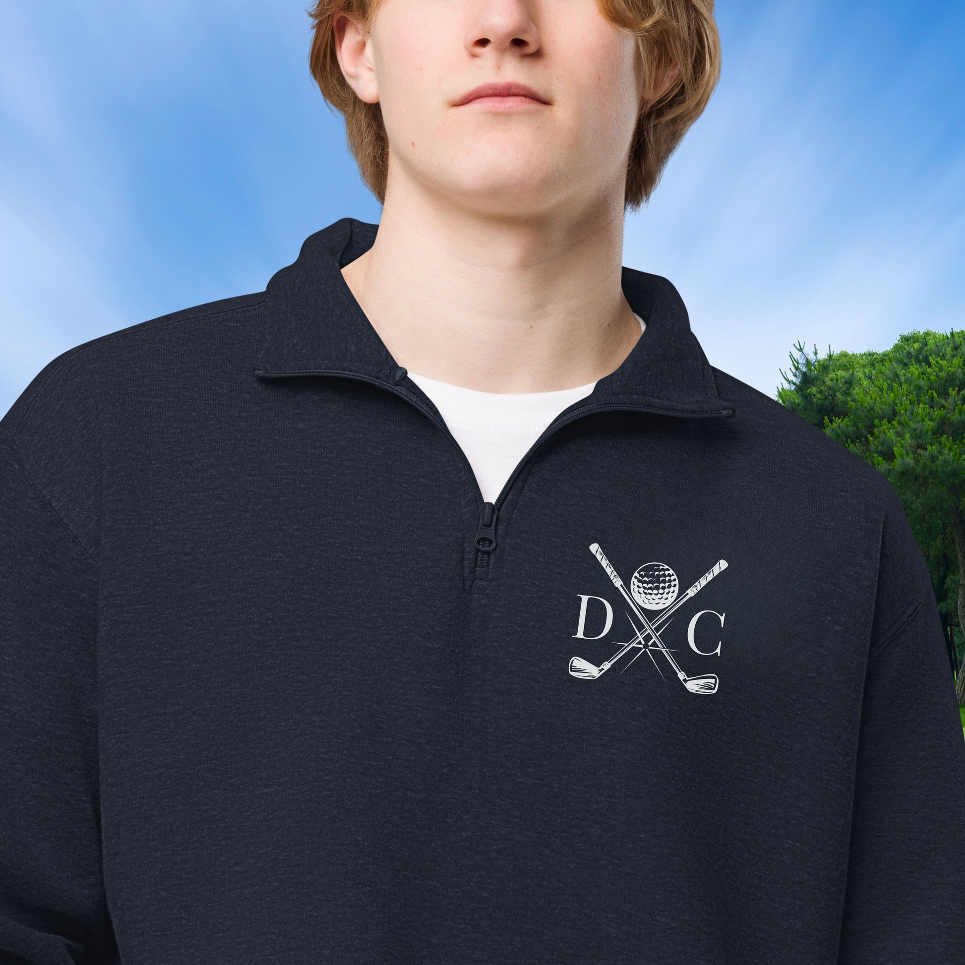 Personalized Fleece Golf Quarter-Zip, Quarter Zip Pullover Sweater, Custom Golf Gift, Gift for Husband, Gift for Golfer, Golf Gift for Men