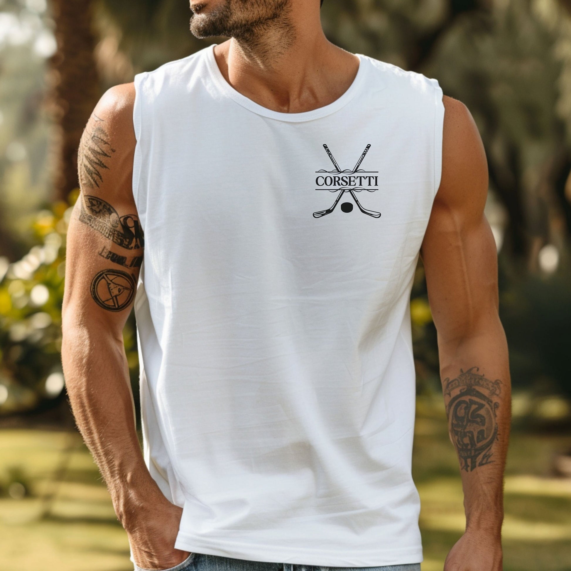 Personalized Tank Top, Custom Monogram Muscle Shirt, Embroidered Hockey Tank Top, Women's Hockey Gift, Workout Shirt, Gift for Hockey Lover