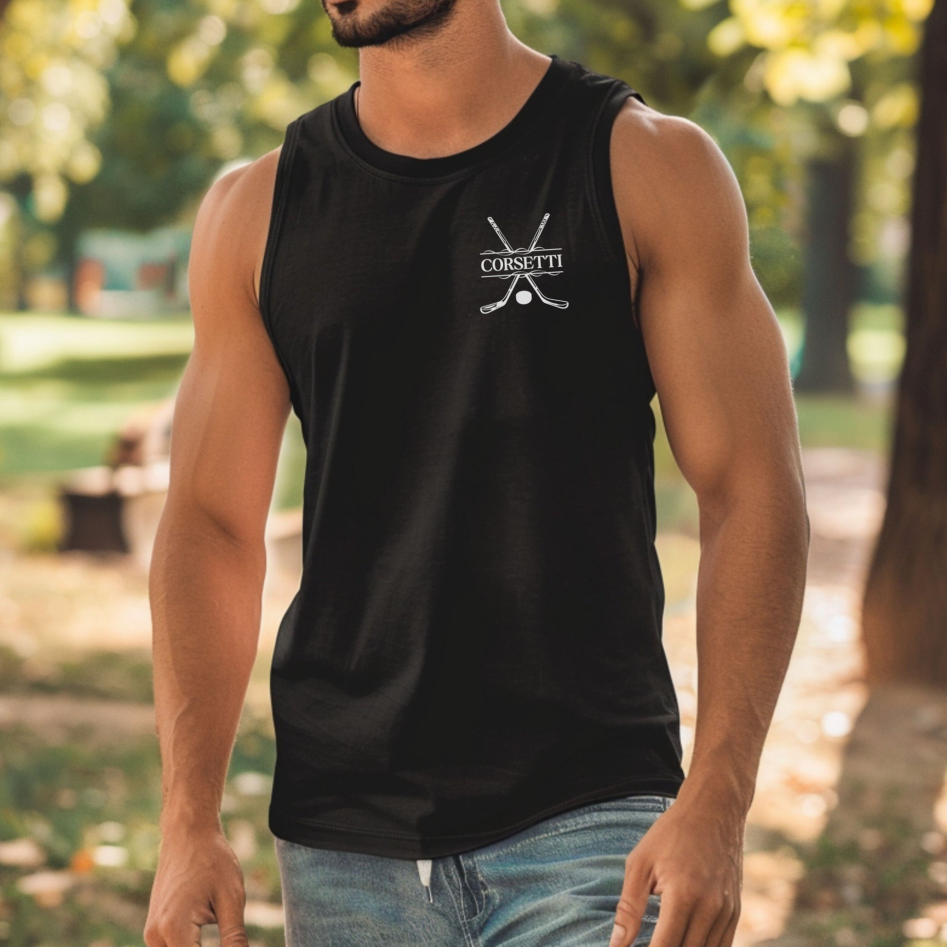 Personalized Tank Top, Custom Monogram Muscle Shirt, Embroidered Hockey Tank Top, Women's Hockey Gift, Workout Shirt, Gift for Hockey Lover