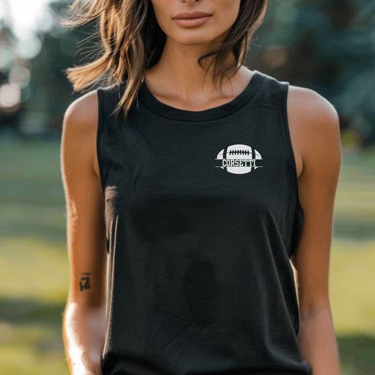 Personalized Tank Top, Custom Monogram Muscle Shirt, Embroidered Football Tank Top, Womens Football Gift, Workout Shirt, Football Team Tank