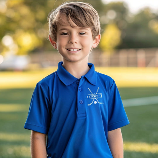 Personalized Youth Hockey Polo, Kids Custom Hockey Polo, Monogram Sport Polo, Boys Hockey Gift, Moisture Wicking, Gift for Son, Hockey Team