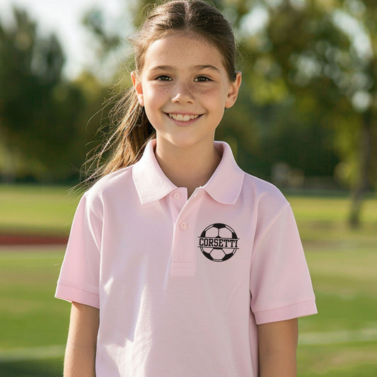 Personalized Youth Soccer Polo, Kids Custom Soccer Polo, Monogram Sport Polo, Girls Soccer Gift, Moisture Wicking, Gift for Son, Soccer Team