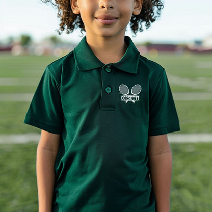 Personalized Youth Tennis Polo, Kids Custom Tennis Polo, Monogram Sport Polo, Boys Tennis Gift, Moisture Wicking, Gift for Son, Tennis Team